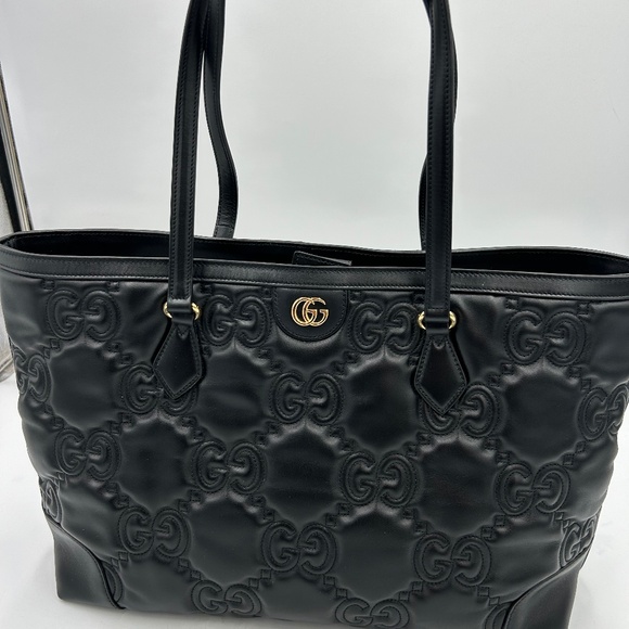 Women’s Gucci GG matelasse black leather tote bag made in Italy NWT - Picture 1 of 13